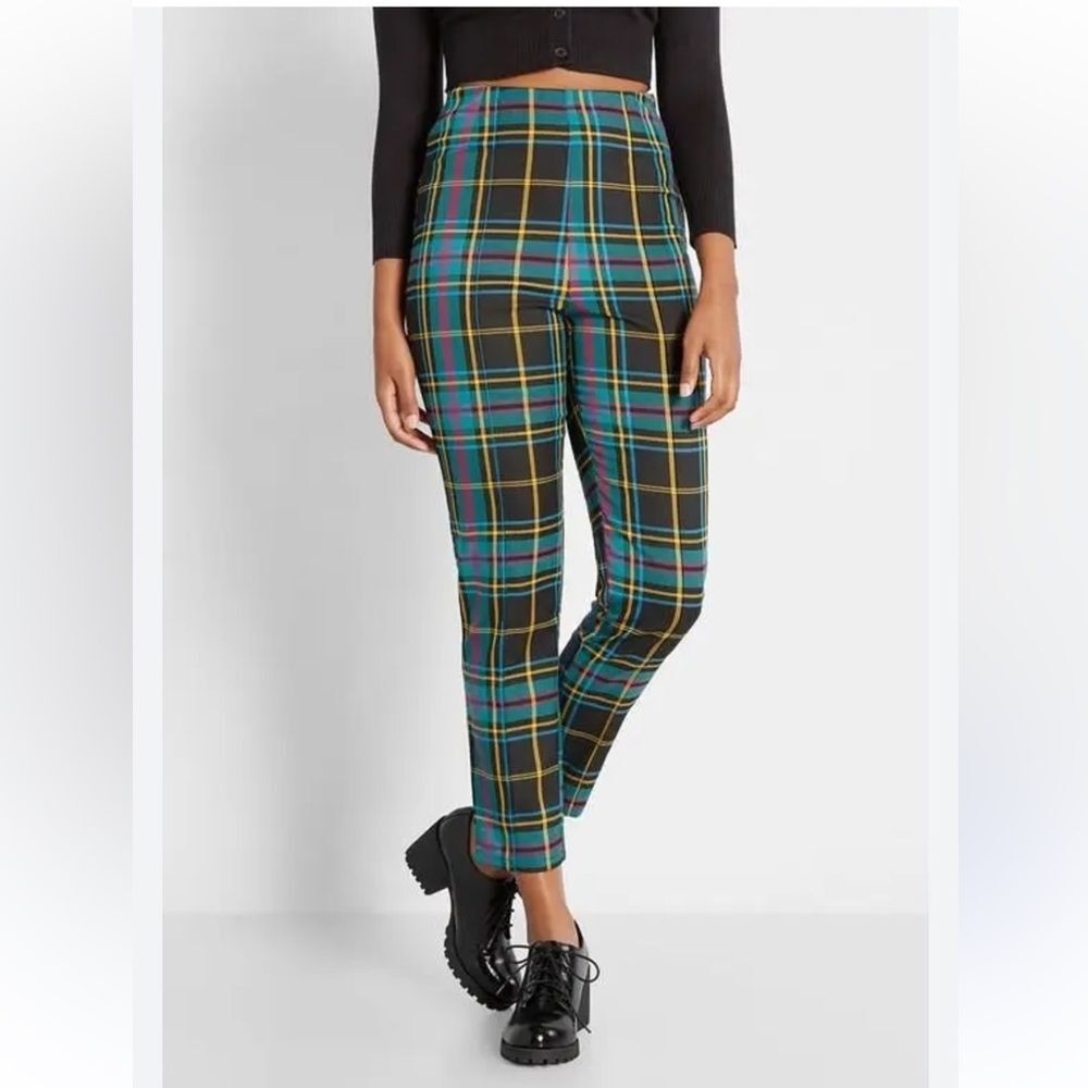ModCloth x collectif plaid trouser pants size 8